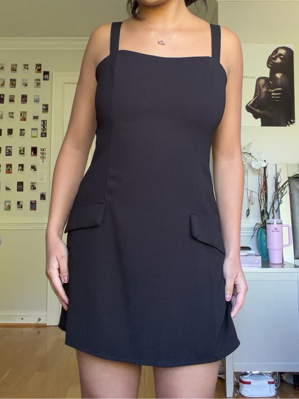 Forever 21 Black Square-Neck Mini Dress